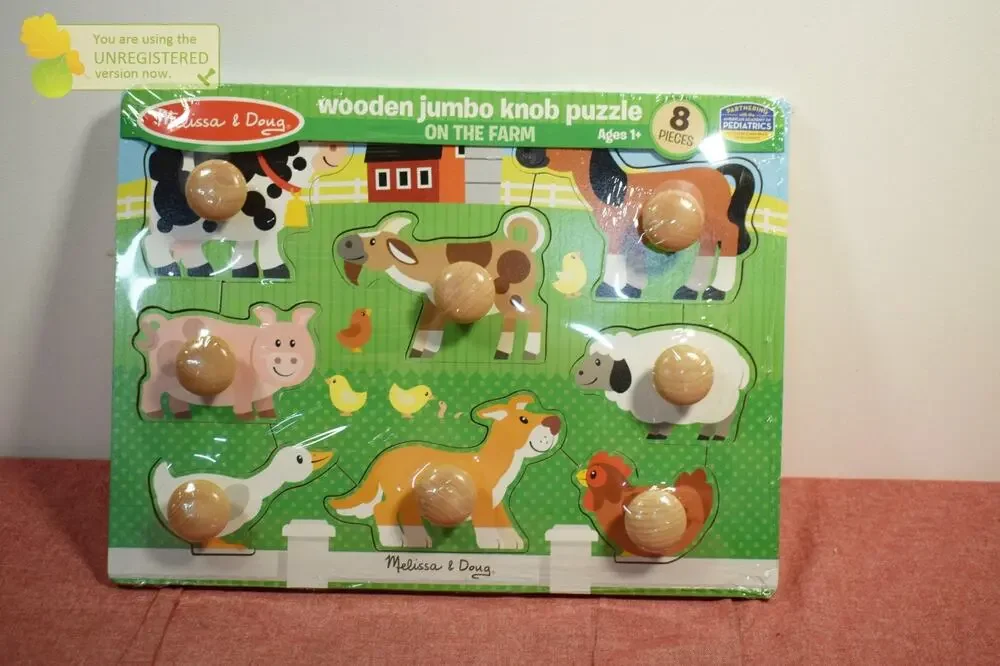 Melissa & Doug Jumbo Knob Puzzle Farm Animals 8pc